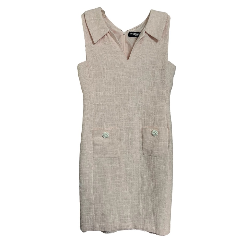 Karl Lagerfeld Pink Tweed Dress Sz 4 Preppy